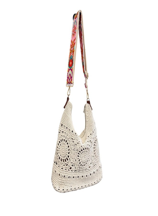 Eiyye Boho Floral Embroidered Shoulder Strap Adjustable Wide Crossbody Replacement Strap for Purse Tote Shoulder Handbags Colorful Woven Guitar Strap with Gold Hardware 2 inch Wide - Image 3